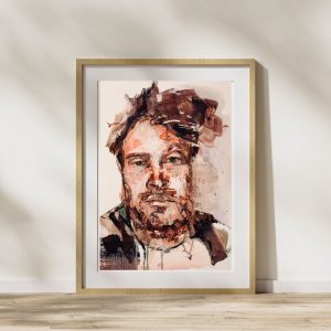 Custom made expressive oil brushstrokes on paper portrait