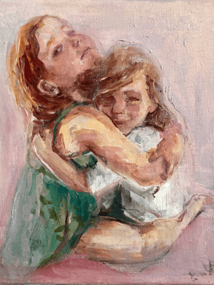 Sisters-portrait-Oil-on-canvas-40-x-30cm